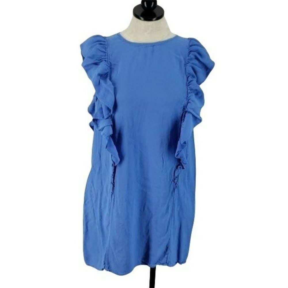 H&M H & M Blue Ruffle sleeveless size 12 mini Dress
